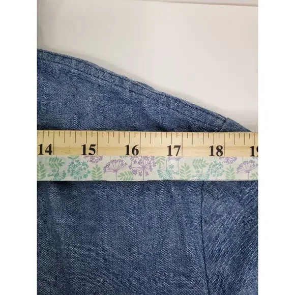 Vintage LEE jean Chambray Snap Shirt Men's Large Made USA Pockets Metal
